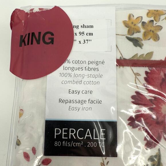 NWT Anna By Anne De Solene Floral 100% Cotton KING Sham (1) - Picture 2 of 4